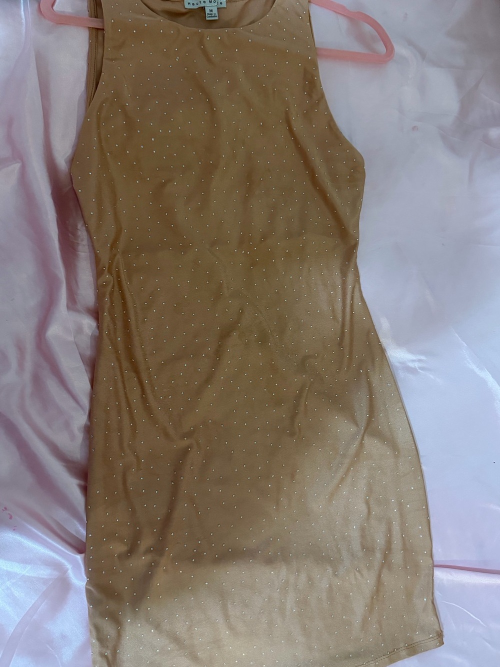 Sleeveless Nude Rhinestone Bodycon Dress